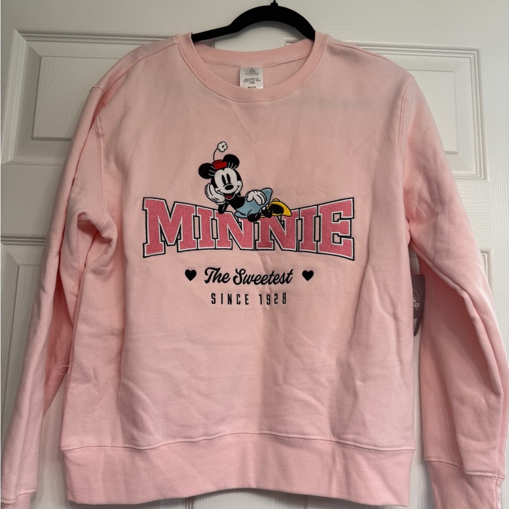 Disney Pink Crew Neck Sweater with Minnie Mouse Design